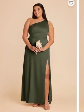 Kira One-Shoulder Satin Dress in Olive